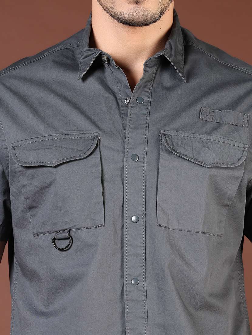 men solid short sleeve regular fit casual shirt - 21854320 -  Standard Image - 4