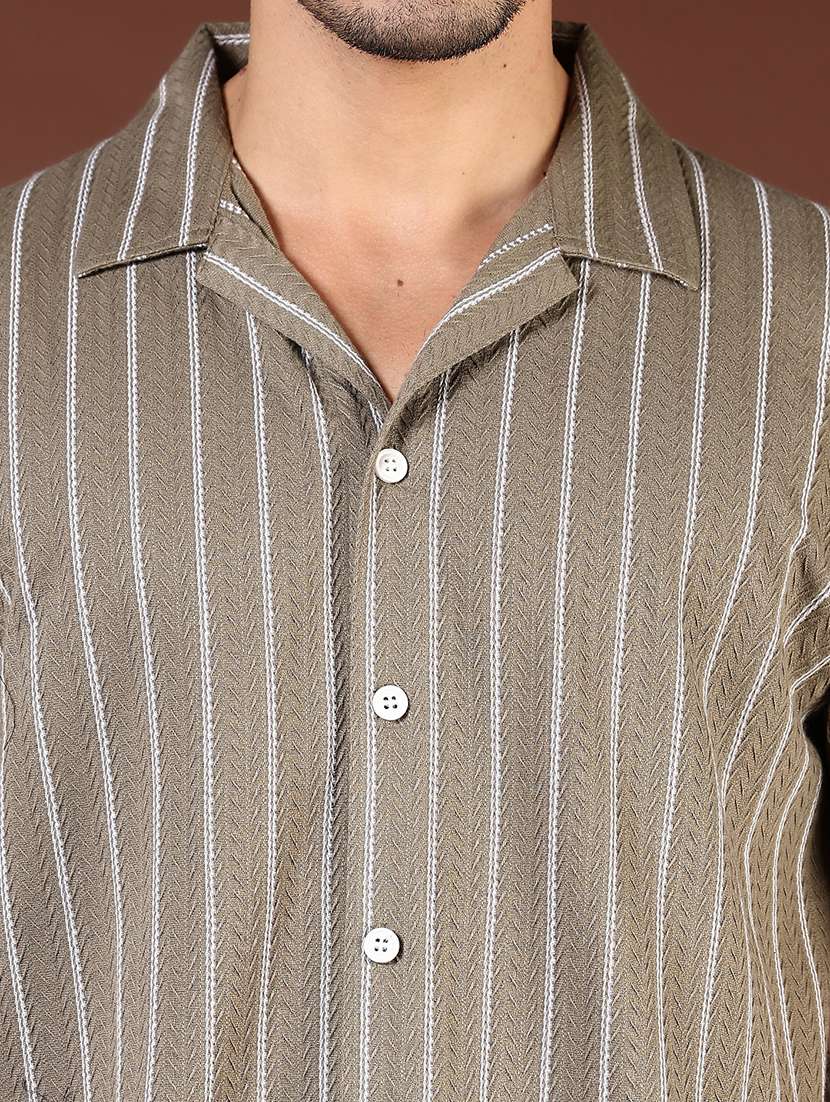 men striped short sleeve regular fit casual shirt - 21854323 -  Standard Image - 4