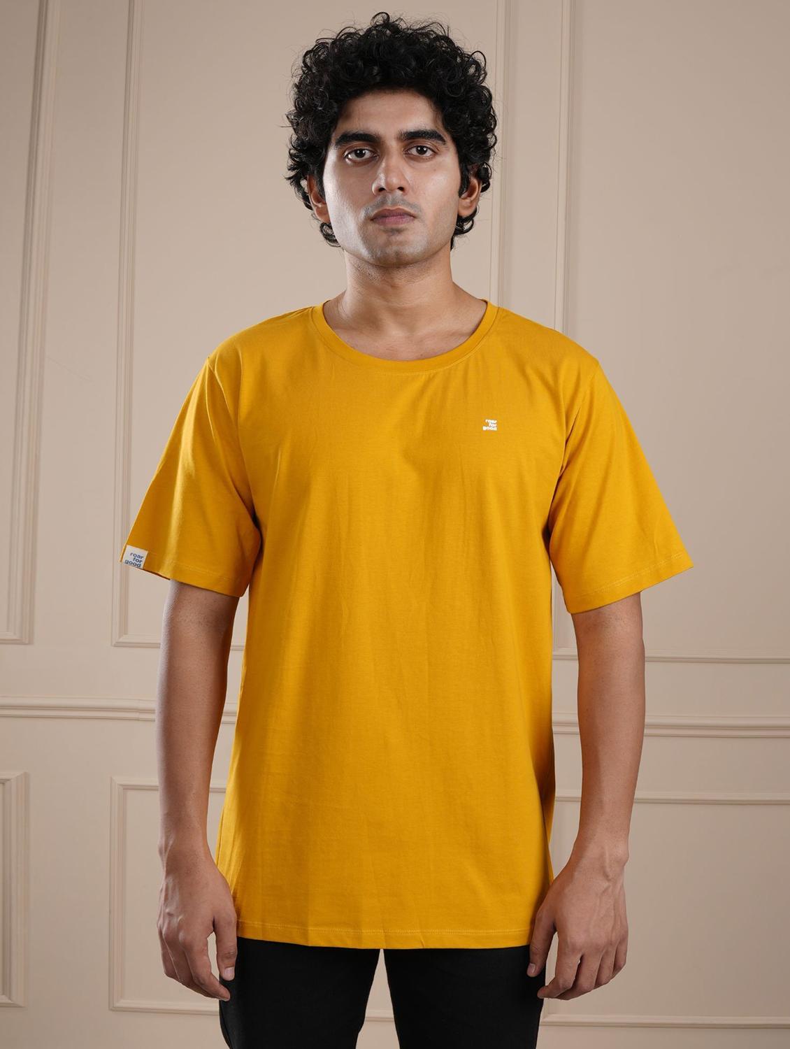 men yellow solid short sleeve regular fit t-shirt - 21854326 - Zoom Image - 0