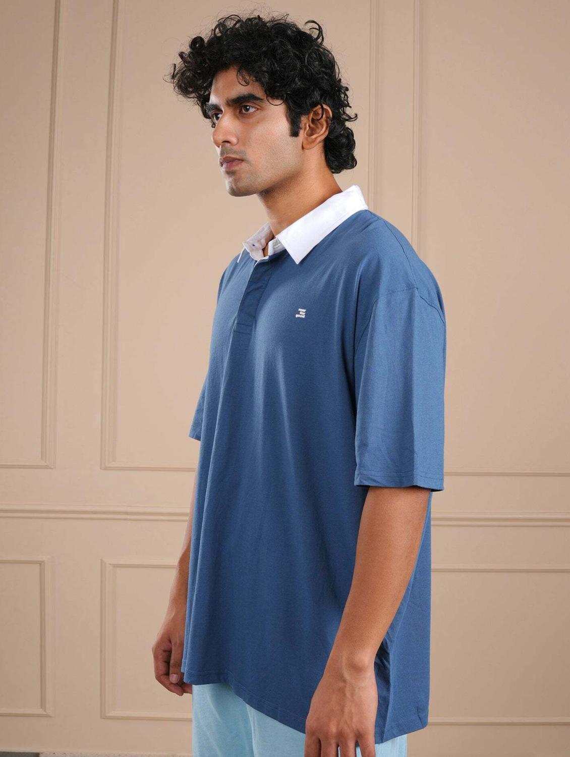 men blue solid short sleeve regular fit polo t-shirt - 21854331 -  Standard Image - 1