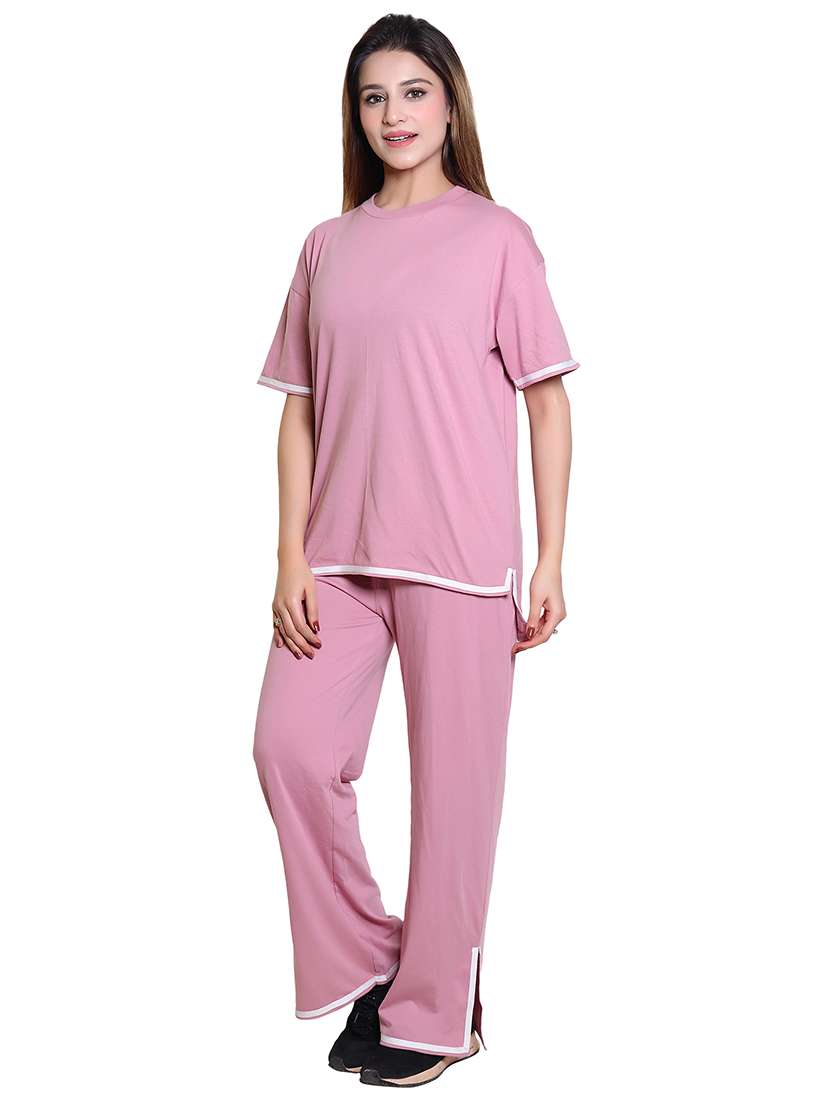 women solid top and trouser co-ord set - 21854362 -  Standard Image - 1