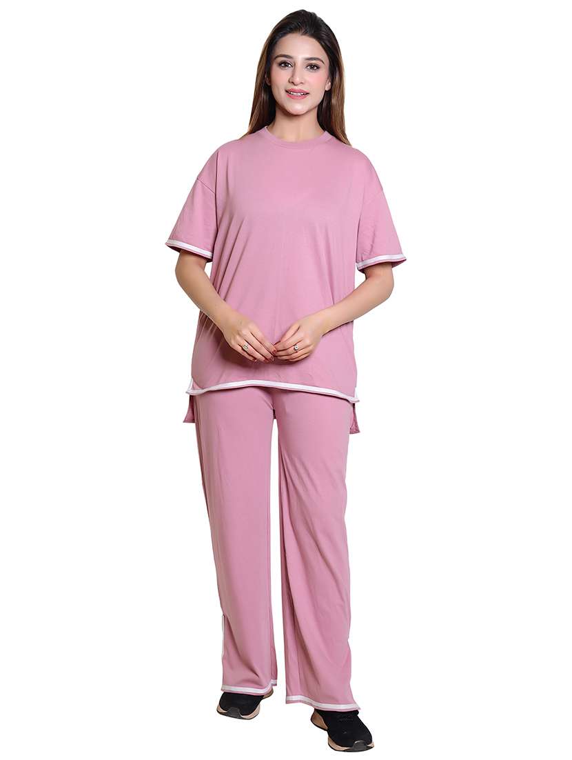 women solid top and trouser co-ord set - 21854362 -  Standard Image - 4