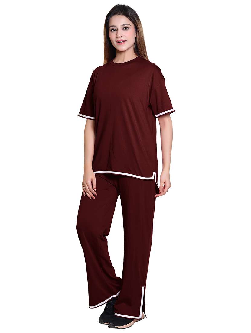 women solid top and trouser co-ord set - 21854363 -  Standard Image - 1