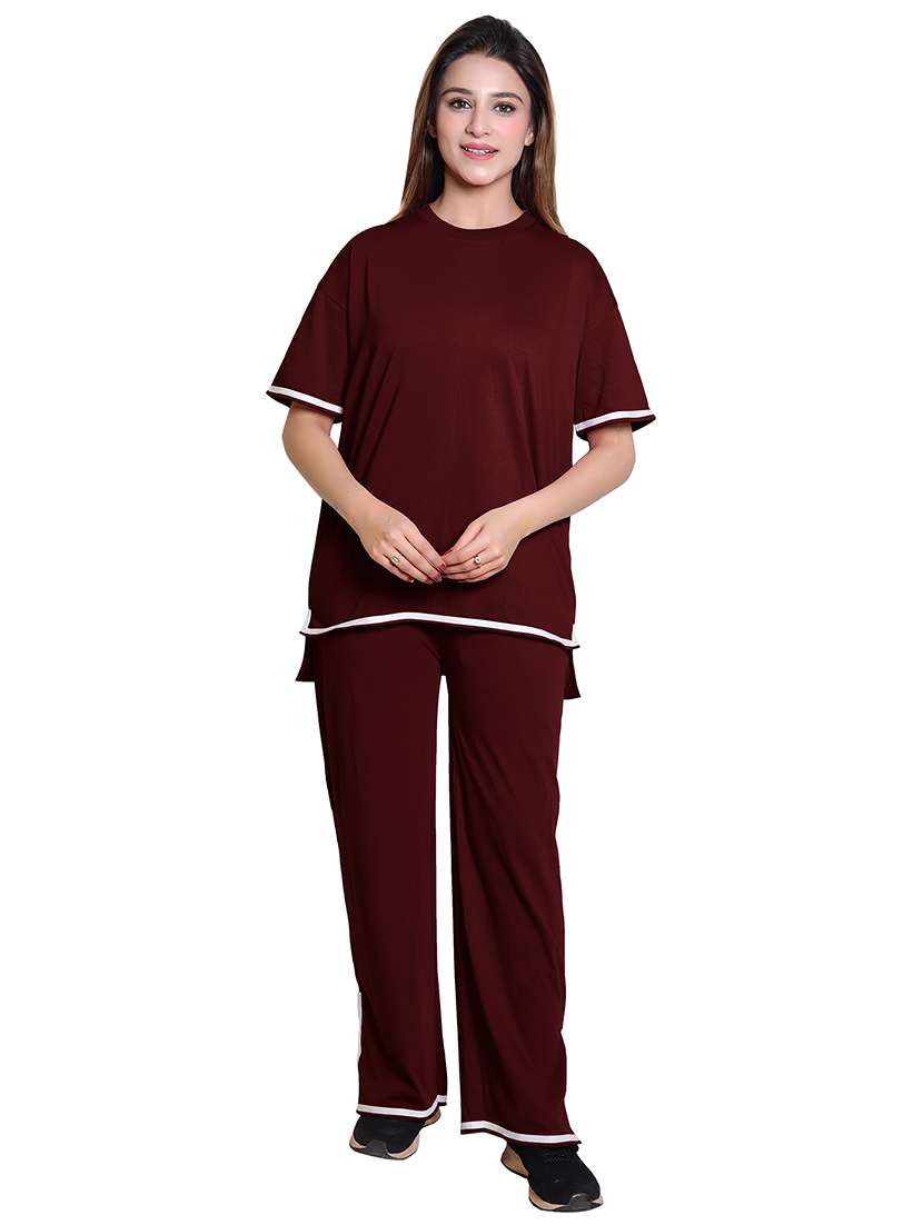 women solid top and trouser co-ord set - 21854363 -  Standard Image - 4