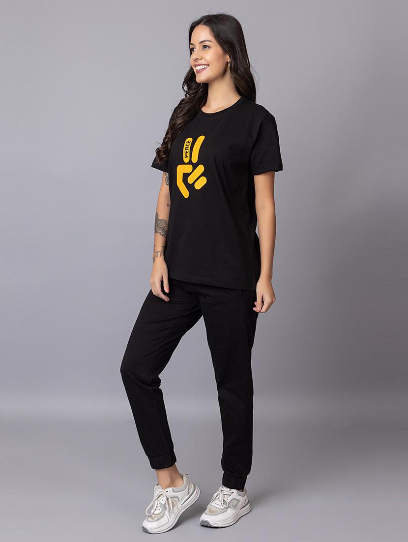 women printed t-shirt and jogger co-ord set - 21854365 - Standard Image - 1