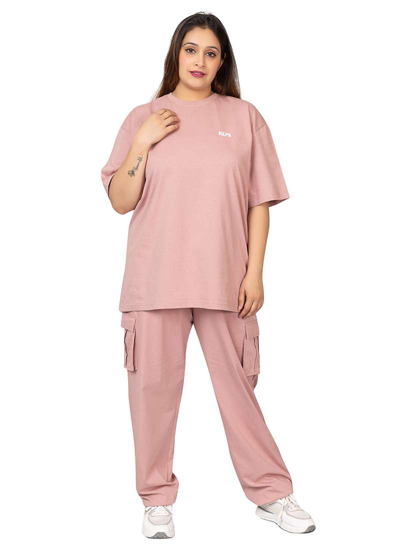 women solid t-shirt and trouser co-ord set - 21854370 -  Standard Image - 4