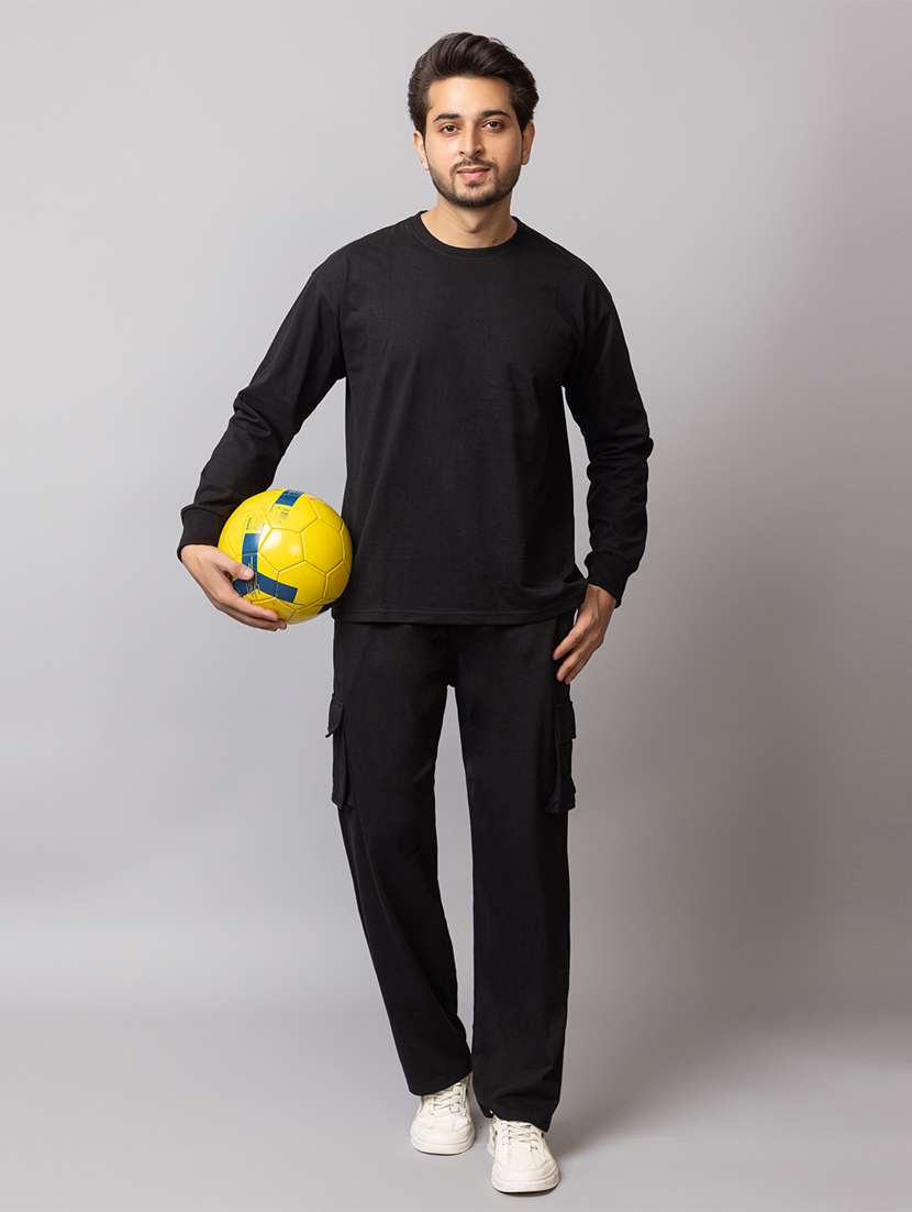 men solid full sleeve regular fit co-ord set - 21854381 - Standard Image - 4