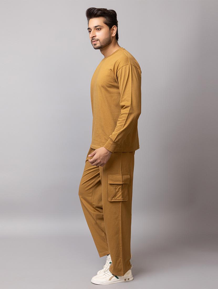 men solid full sleeve regular fit co-ord set - 21854382 - Standard Image - 1