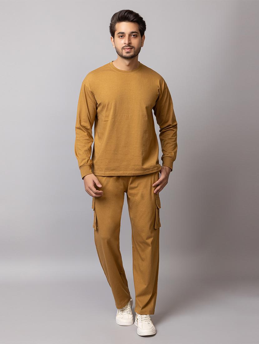 men solid full sleeve regular fit co-ord set - 21854382 - Standard Image - 4