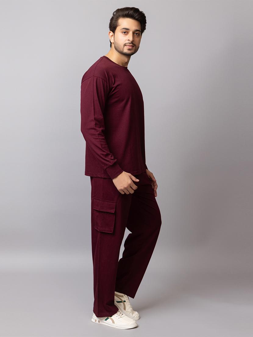 men solid full sleeve regular fit co-ord set - 21854385 - Standard Image - 1