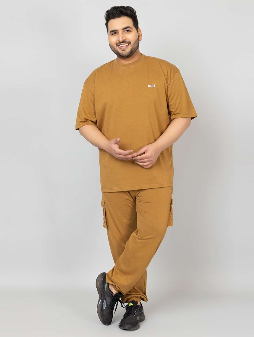 men solid short sleeve regular fit co-ord set