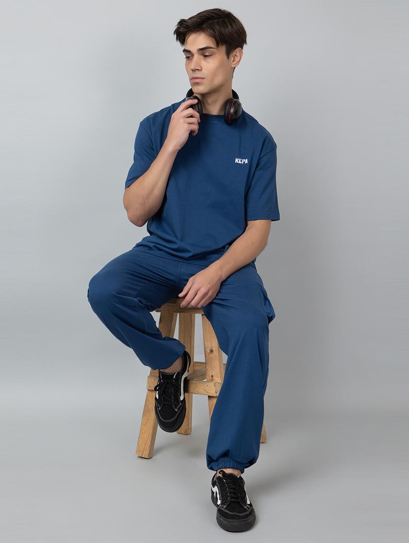 men solid short sleeve regular fit co-ord set - 21854394 - Standard Image - 4