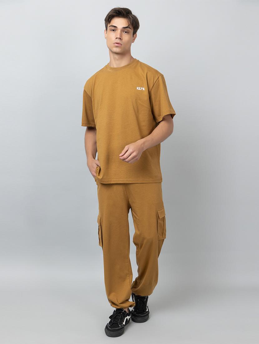 men solid short sleeve regular fit co-ord set - 21854396 - Standard Image - 4