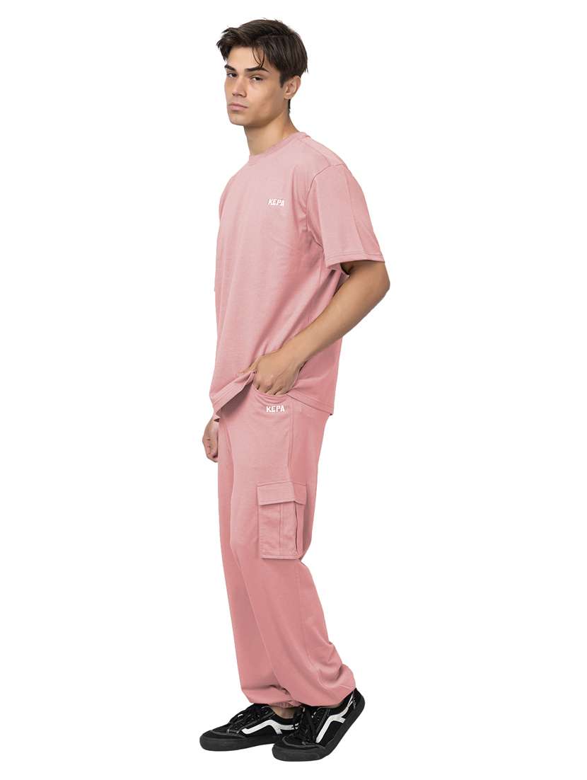 men solid short sleeve regular fit co-ord set - 21854398 -  Standard Image - 1