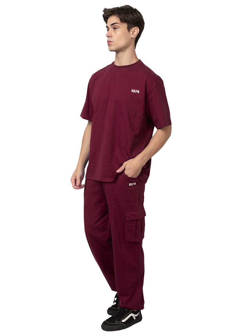 men solid short sleeve regular fit co-ord set - 21854401 -  Standard Image - 1
