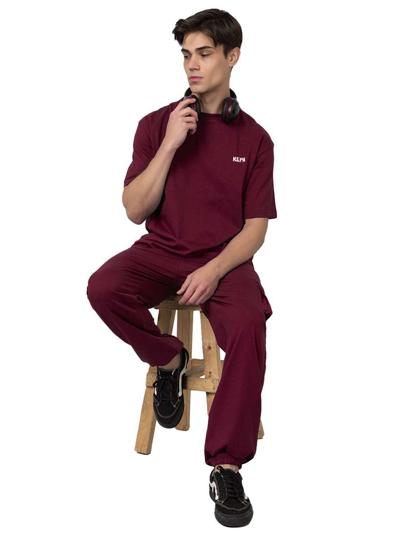 men solid short sleeve regular fit co-ord set - 21854401 -  Standard Image - 4