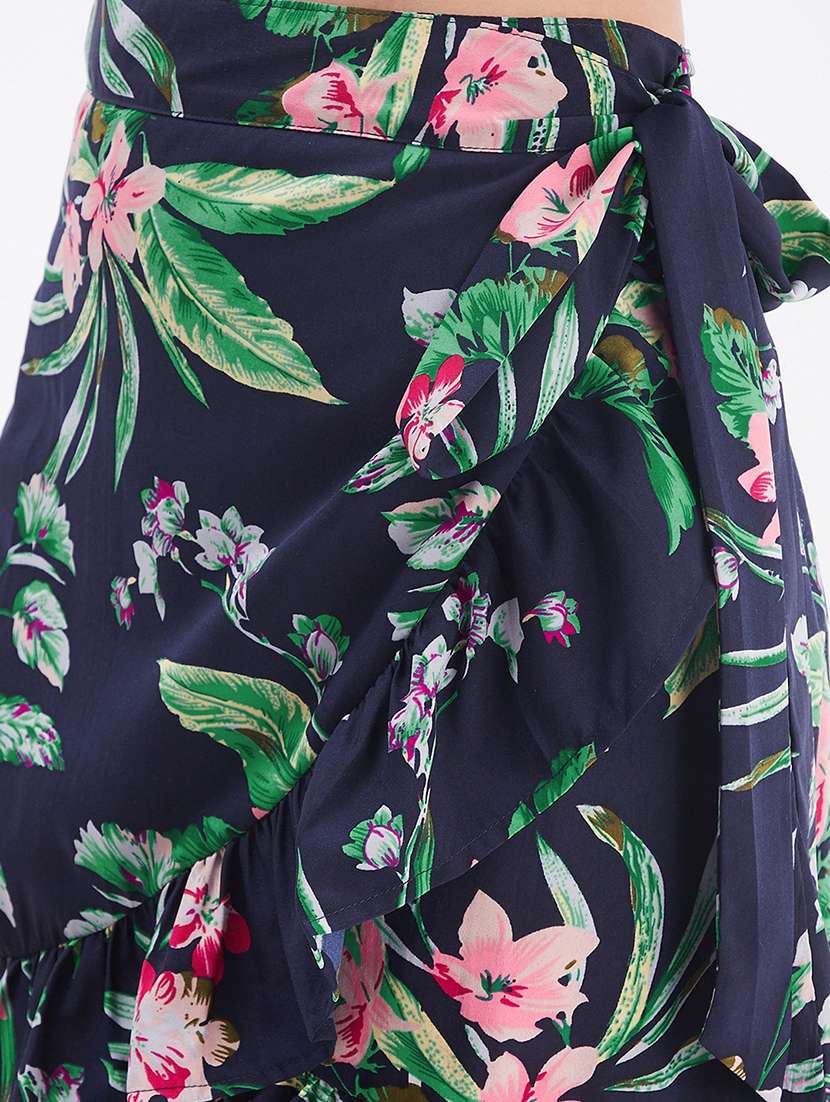 women floral print high rise wrap skirt - 21854415 - Standard Image - 4