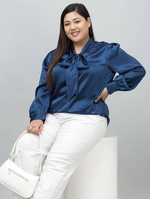 women plus size tie-up neck top - 21854420 -  Standard Image - 0