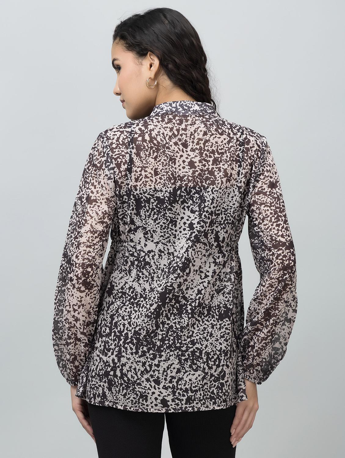 women printed mandarin neck regular tunic - 21854428 - Standard Image - 4