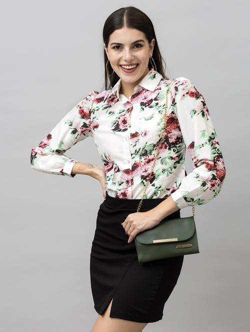 women floral print collared regular shirt - 21854438 -  Standard Image - 0
