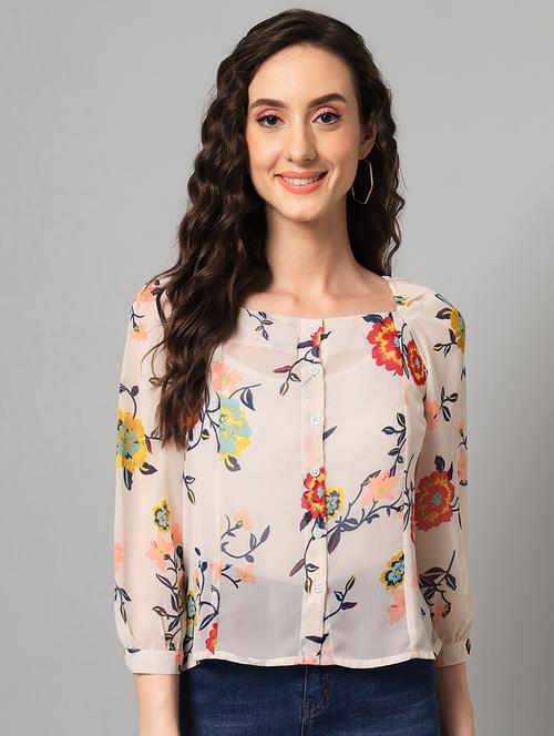 women floral printed puff sleeves top - 21854444 -  Standard Image - 0