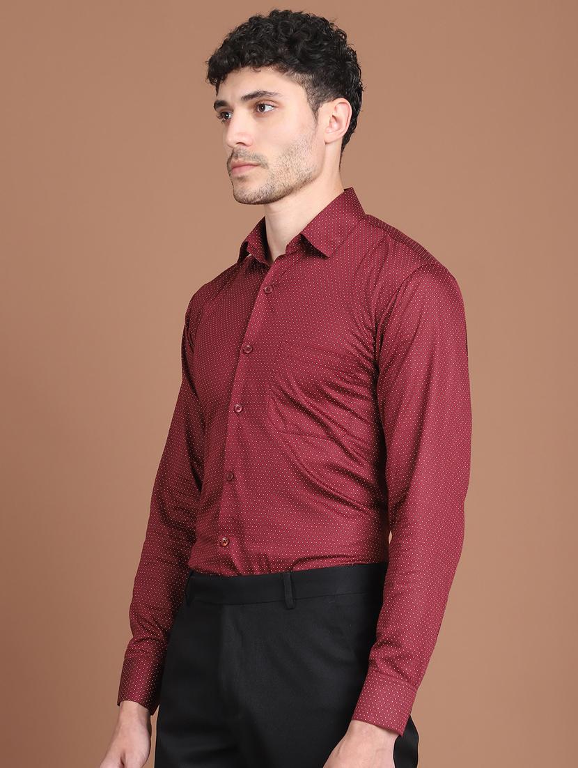 men polka dot long sleeve slim fit formal shirt - 21854513 - Standard Image - 1