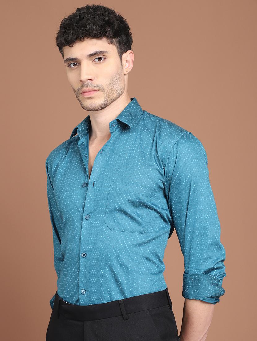 men polka dot long sleeve slim fit formal shirt - 21854516 - Standard Image - 1