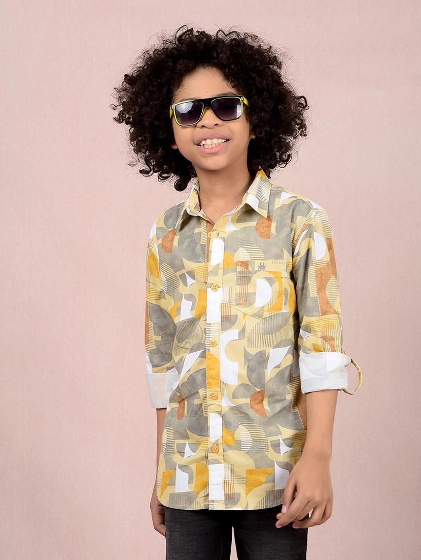 boys printed long sleeve casual shirt - 21854556 -  Zoom Image - 0
