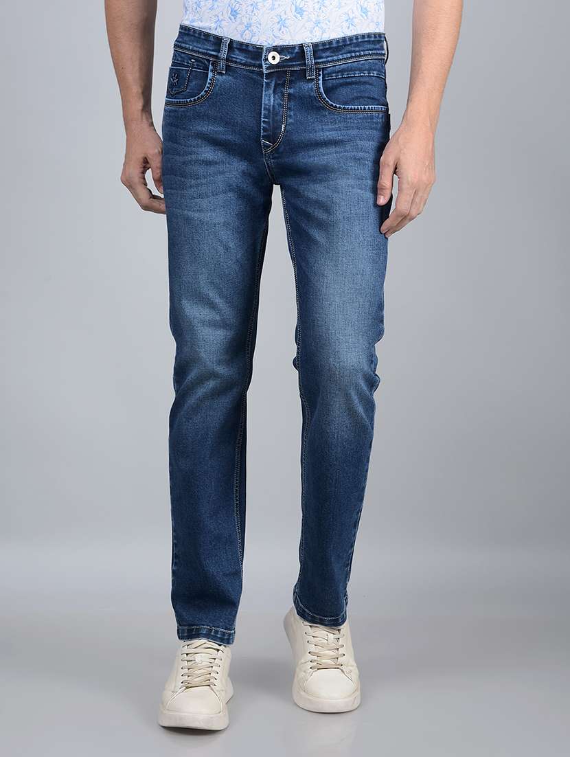 men mid rise full length denim jeans