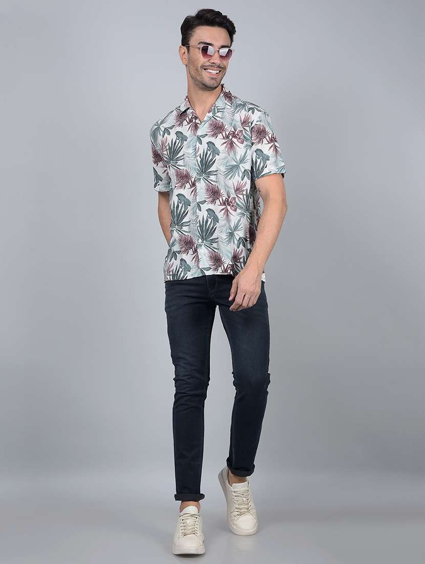 men floral short sleeve regular fit casual shirt - 21854610 -  Standard Image - 6