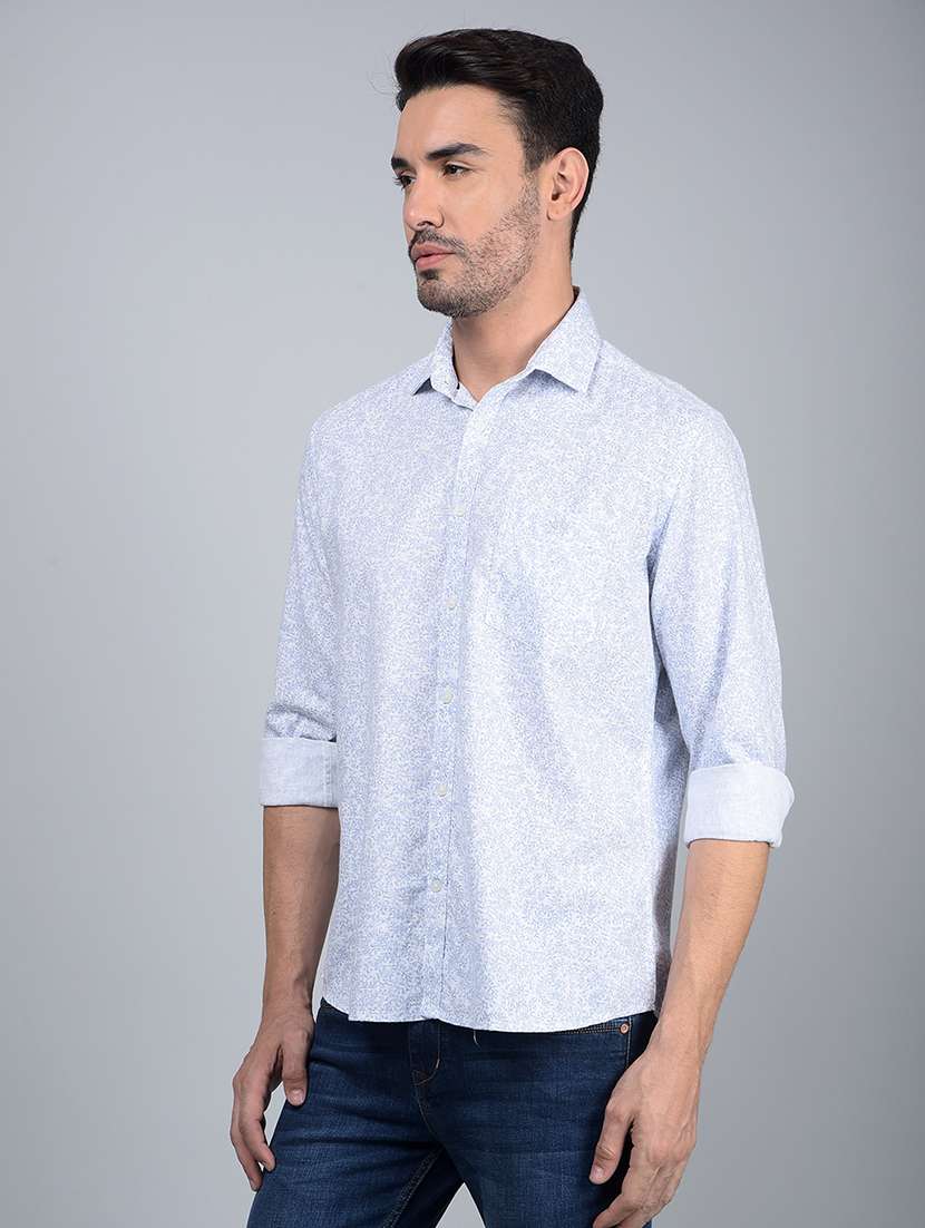 men printed long sleeve slim fit casual shirt - 21854627 -  Standard Image - 1