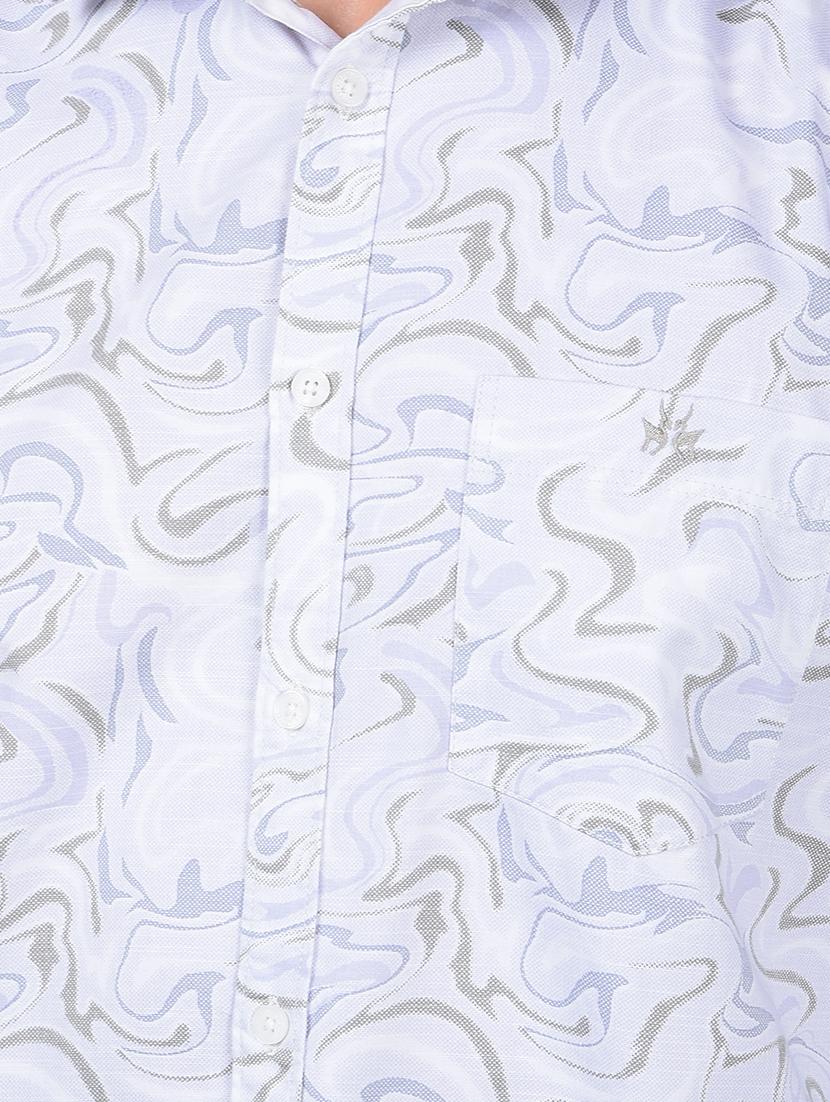 men abstract long sleeve slim fit casual shirt - 21854628 - Standard Image - 4