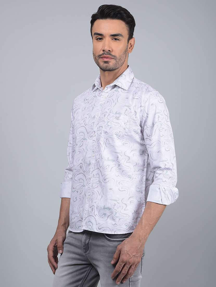 men abstract long sleeve slim fit casual shirt - 21854629 -  Standard Image - 1