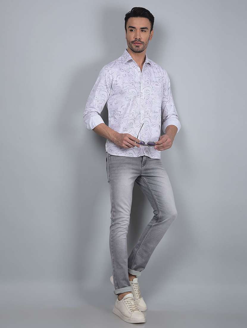 men abstract long sleeve slim fit casual shirt - 21854629 -  Standard Image - 6