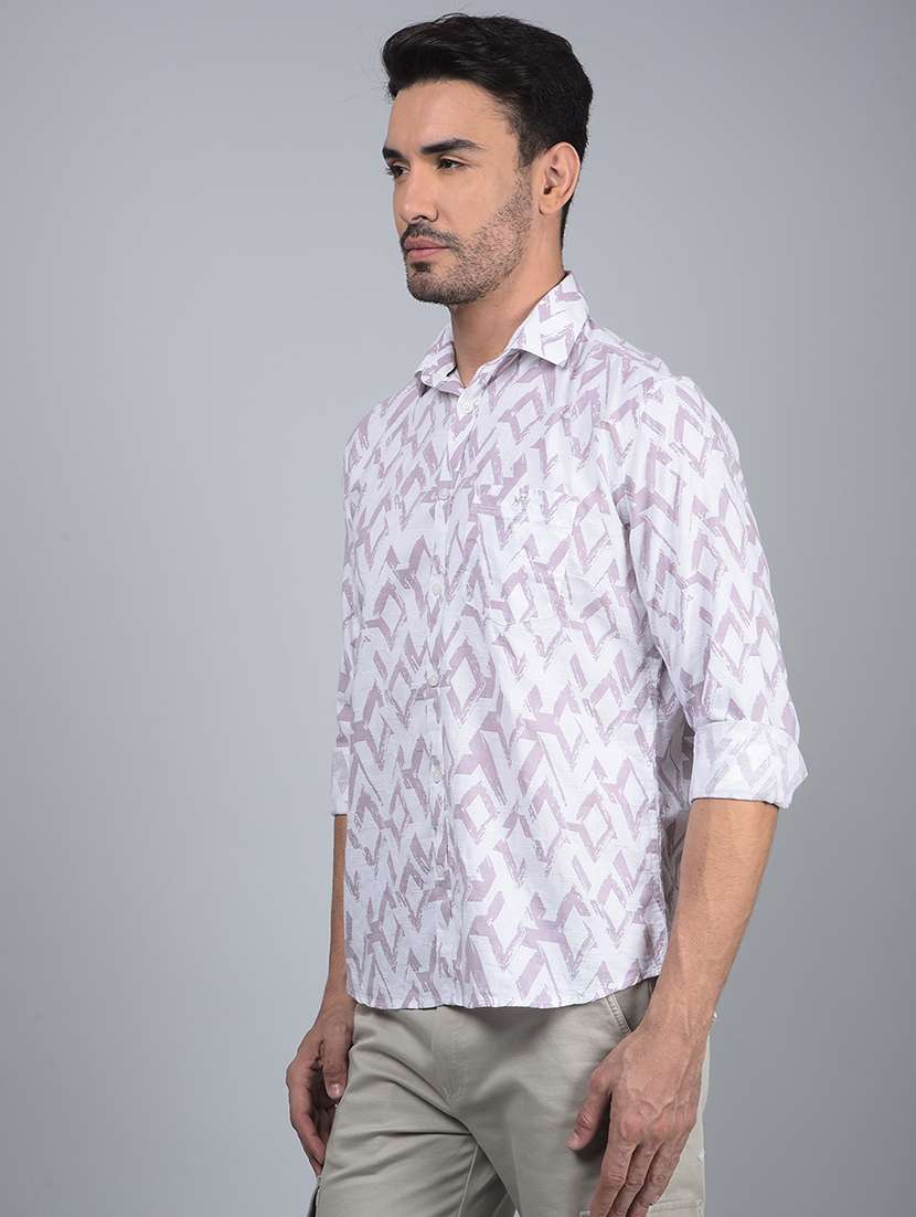 men printed long sleeve slim fit casual shirt - 21854633 -  Standard Image - 1