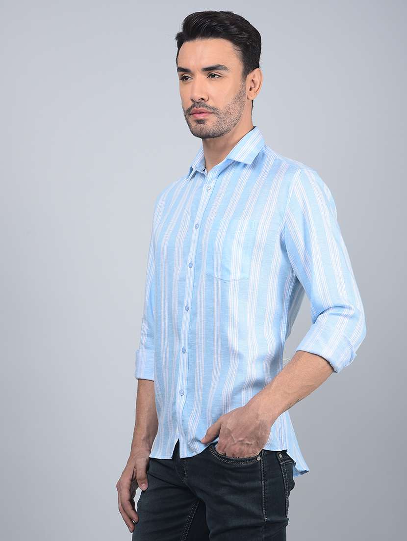 men stripes long sleeve slim fit casual shirt - 21854635 -  Standard Image - 1