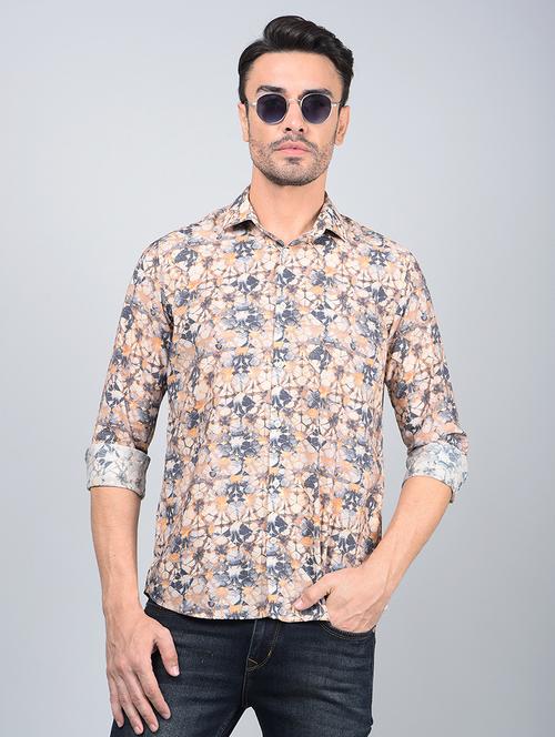 men printed long sleeve slim fit casual shirt - 21854638 - Standard Image - 0