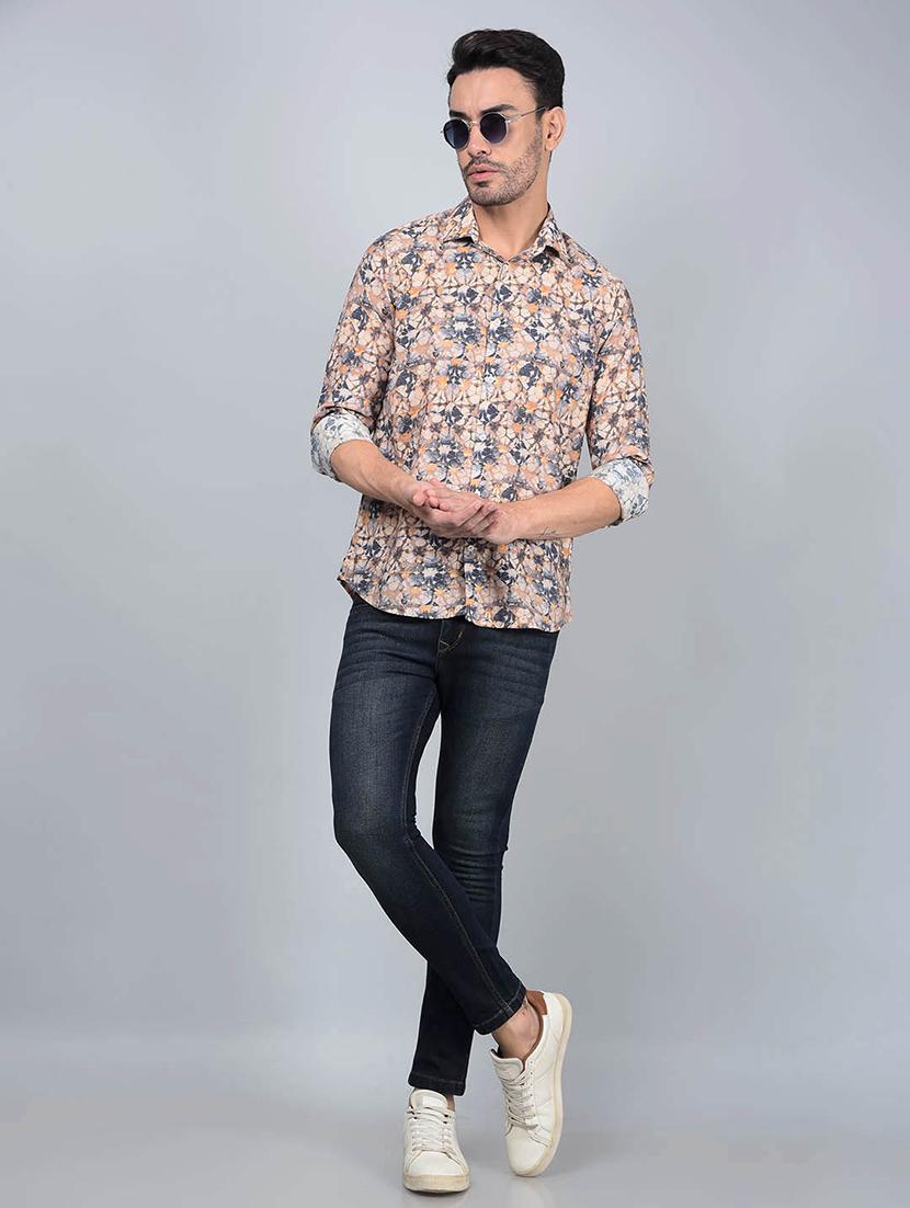 men printed long sleeve slim fit casual shirt - 21854638 - Standard Image - 6