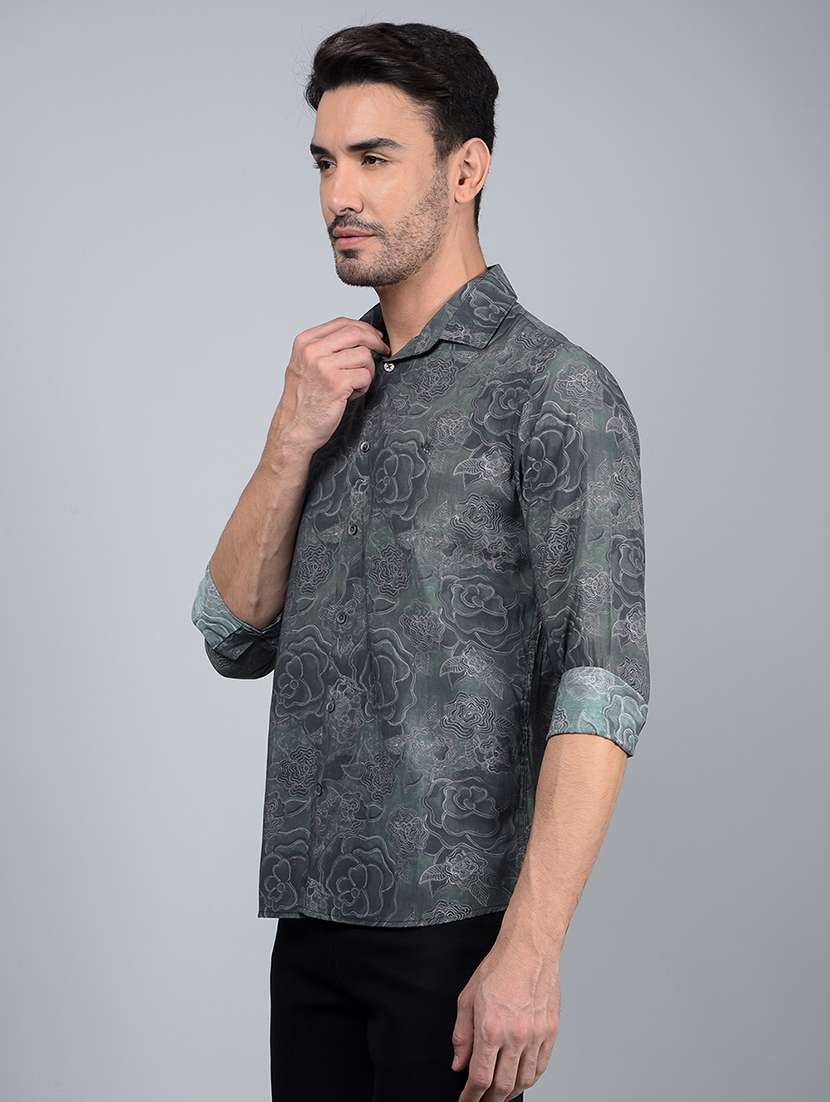 men floral long sleeve slim fit casual shirt - 21854642 - Standard Image - 1