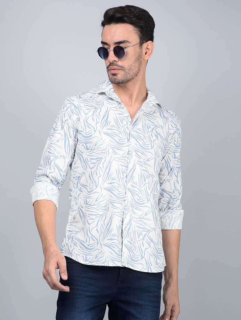 men printed long sleeve slim fit casual shirt - 21854646 - Zoom Image - 0