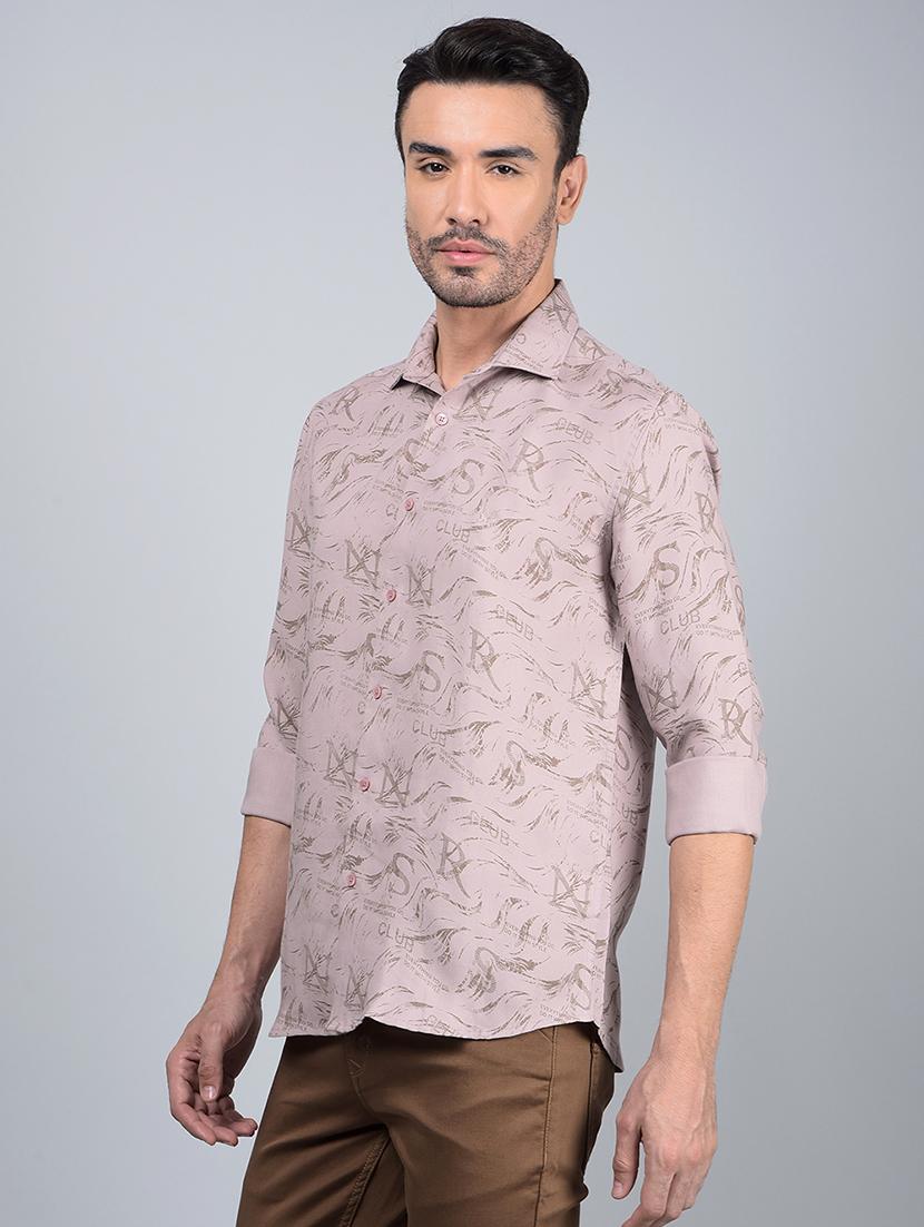 men printed long sleeve slim fit casual shirt - 21854648 - Standard Image - 1