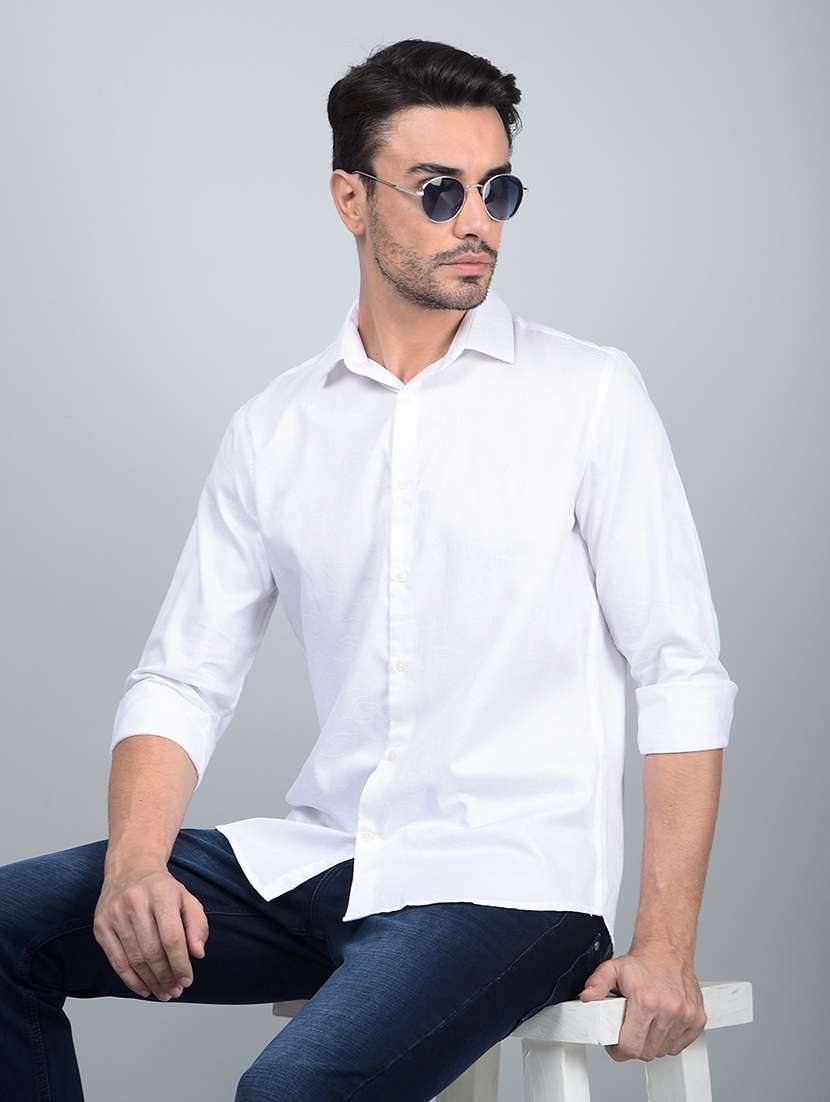 men solid long sleeve slim fit casual shirt - 21854651 - Zoom Image - 0