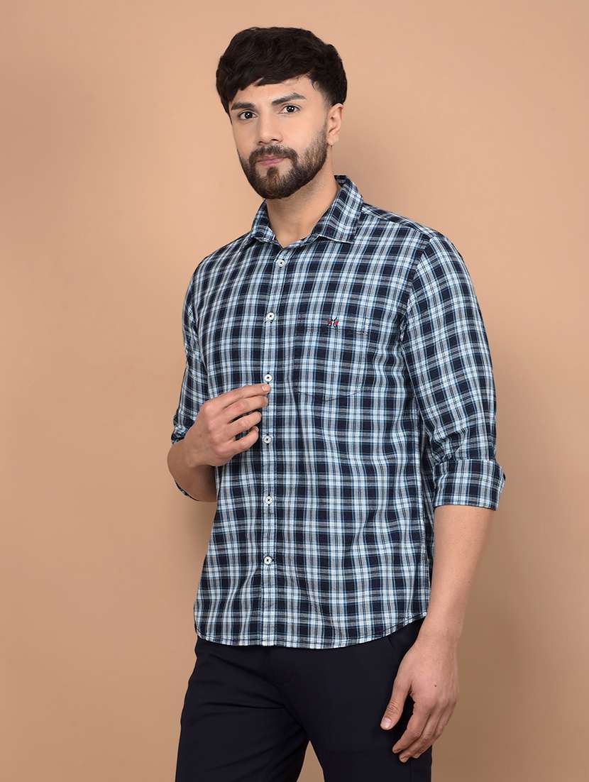 men checked long sleeve slim fit casual shirt  - 21854656 -  Standard Image - 1