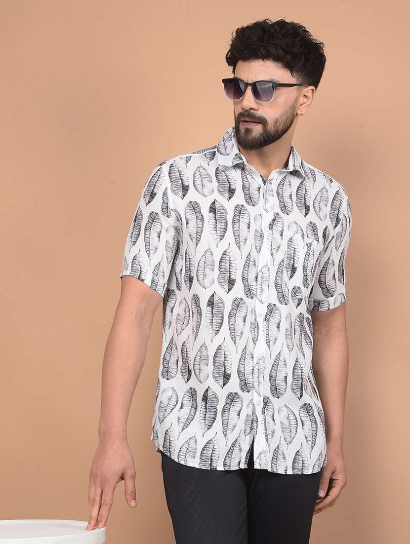 men floral short sleeve slim fit casual shirt 