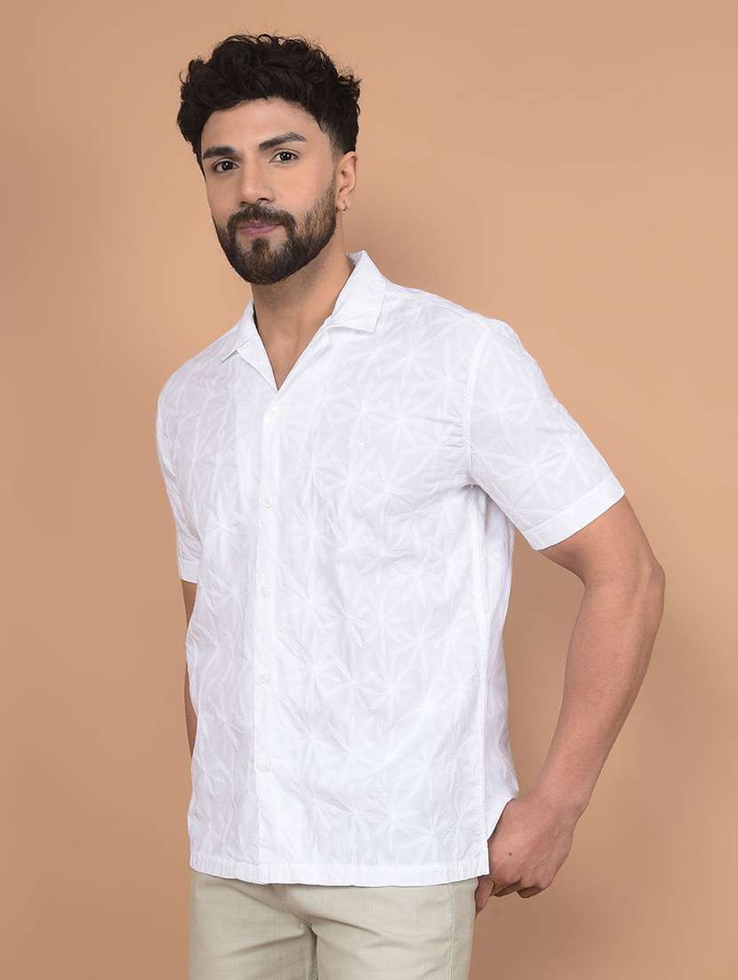 men self design short sleeve slim fit casual shirt  - 21854678 -  Standard Image - 1