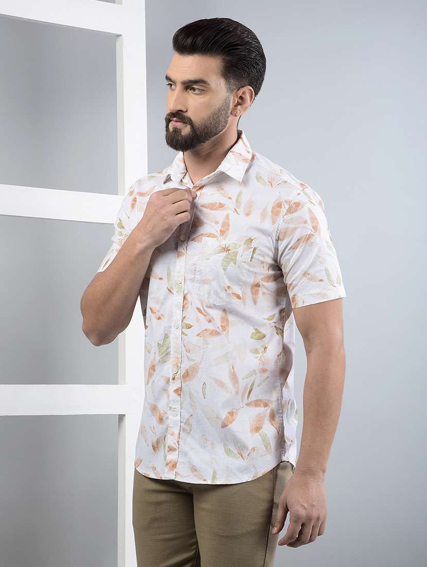 men floral short sleeve slim fit casual shirt - 21854691 - Standard Image - 1
