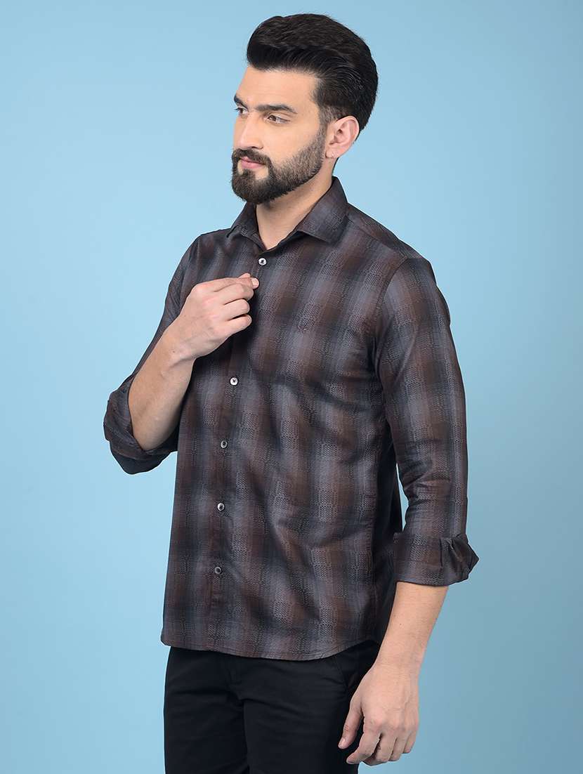 Men Checked Long Sleeve Slim Fit Casual Shirt - 21854694 -  Standard Image - 1