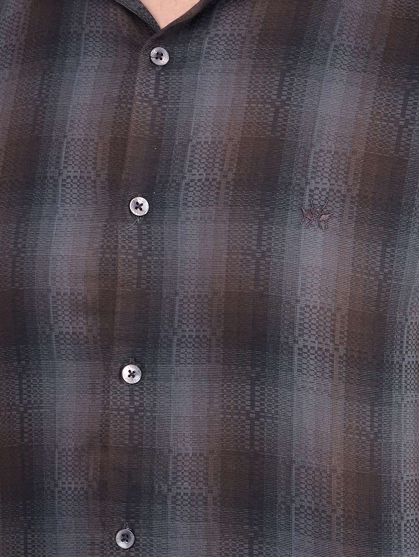 Men Checked Long Sleeve Slim Fit Casual Shirt - 21854694 -  Standard Image - 4