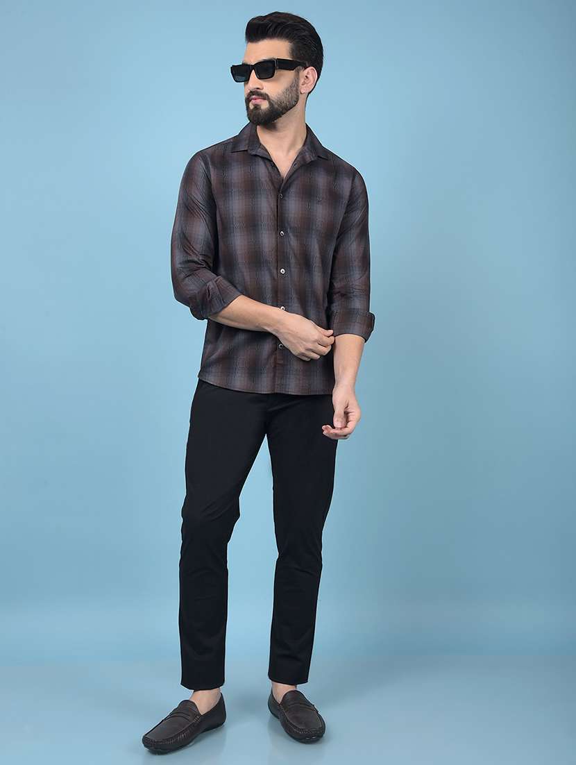 Men Checked Long Sleeve Slim Fit Casual Shirt - 21854694 -  Standard Image - 6