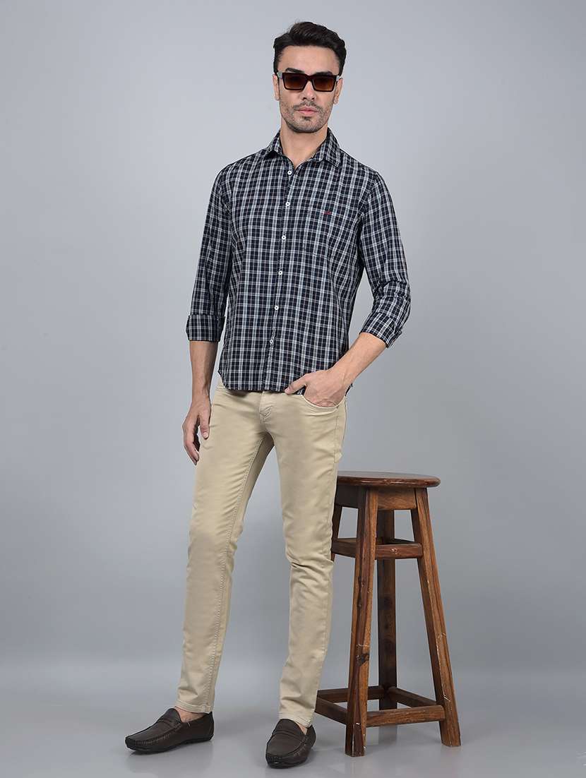 men checked long sleeve slim fit casual shirt - 21854700 - Standard Image - 6
